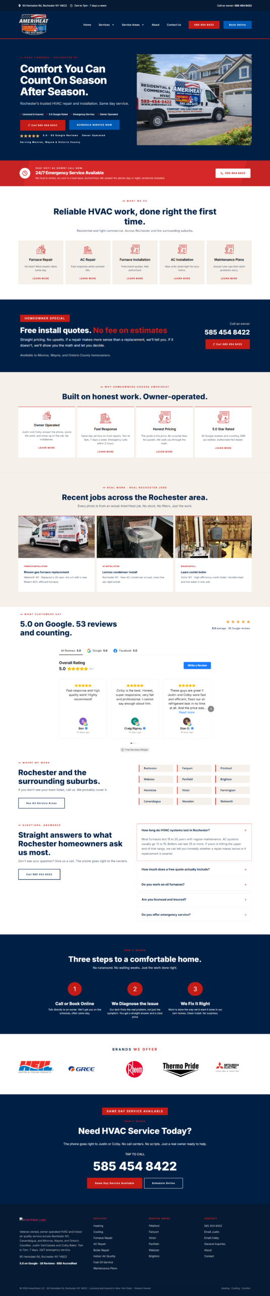 AmeriHeat HVAC website